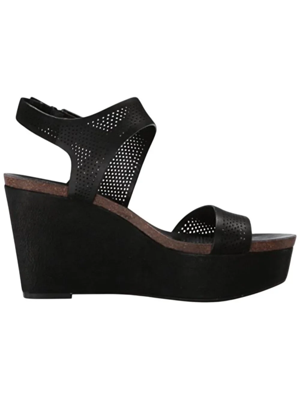 Vince Camuto Brown Perforated Leather Sandals Wedge Vessinta Size 9